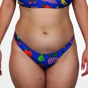 Hoaka Swimwear x Pony Women's Juicy Pony Fruit Bikini Bottoms Multicolored Blue